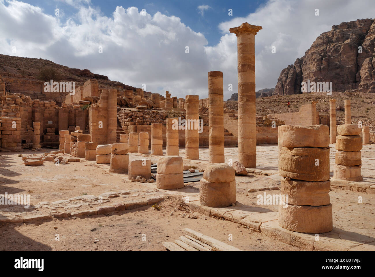 columns at Great Temple Nabataean ancient town Petra Jordan Arabia Stock Photo