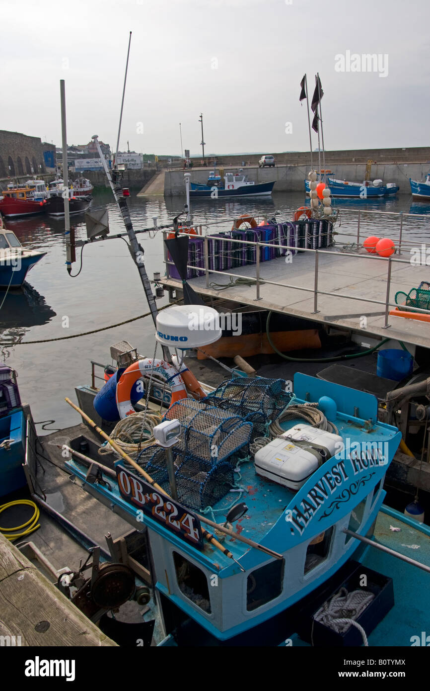 Harbour with fishing boats in seahouses in northumberland Stock Photo
