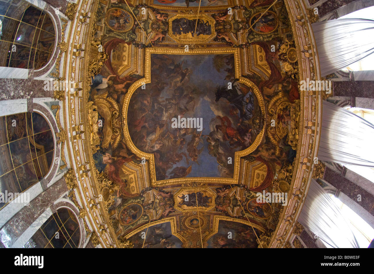 Wide Angle View Of The Ceiling In The Hall Of Mirrors Palace Of