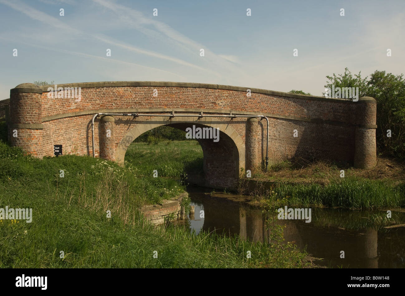 Church bridge traditional red brick crossing the Pocklington canal, East Yorkshire, UK Stock Photo