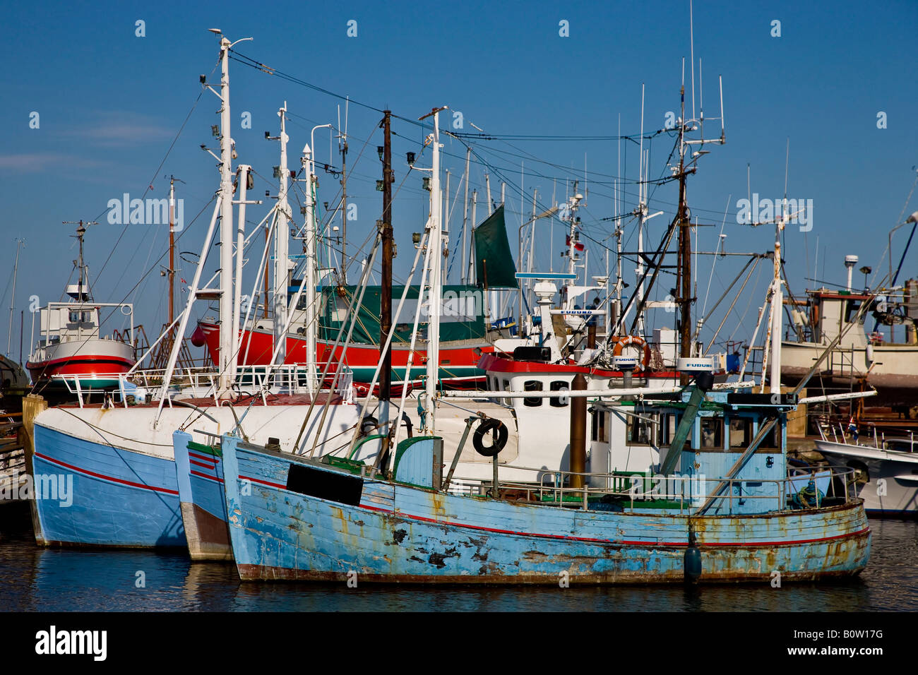 Danish fishing cutters in Gilleleje harbour Stock Photo