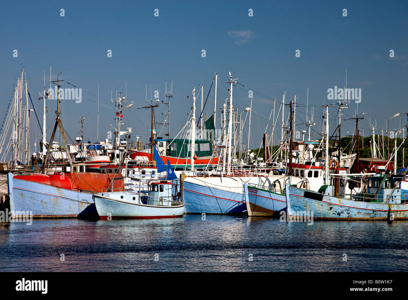 Danish fishing cutters in Gilleleje harbour Stock Photo