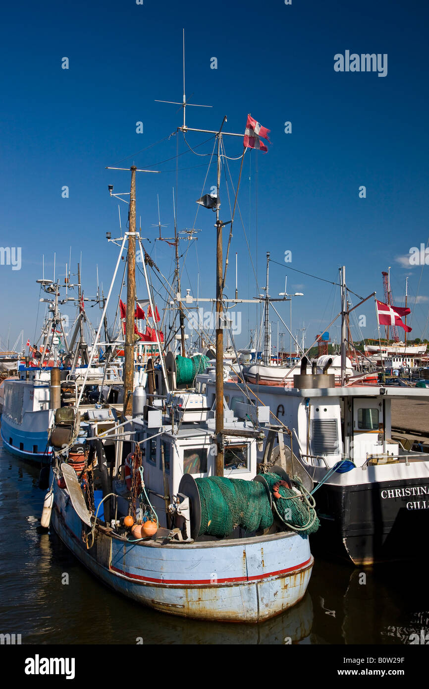 Fishing cutters in Gilleleje harbour Stock Photo