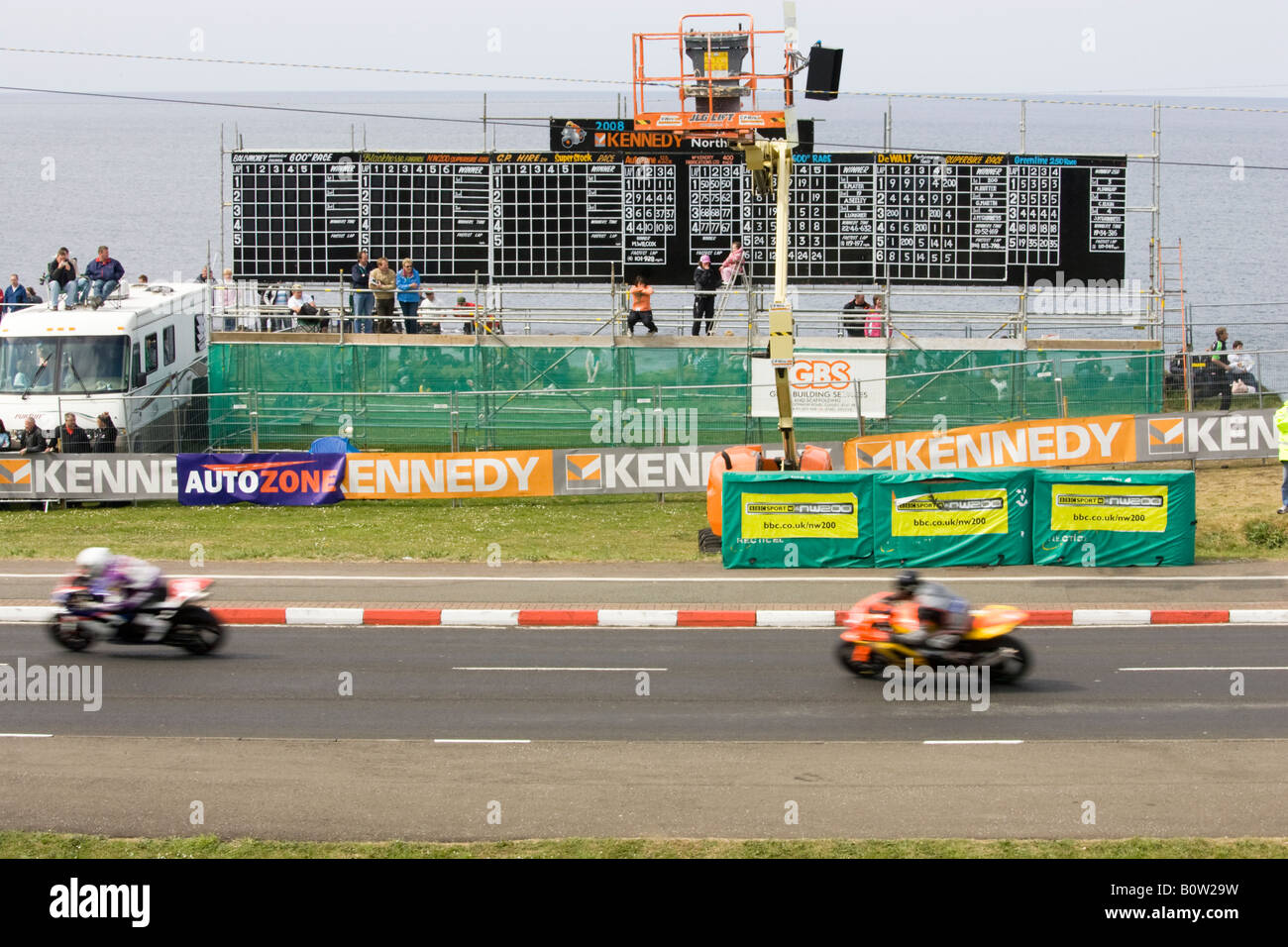 Results board North West 200 Northern Ireland Stock Photo Alamy