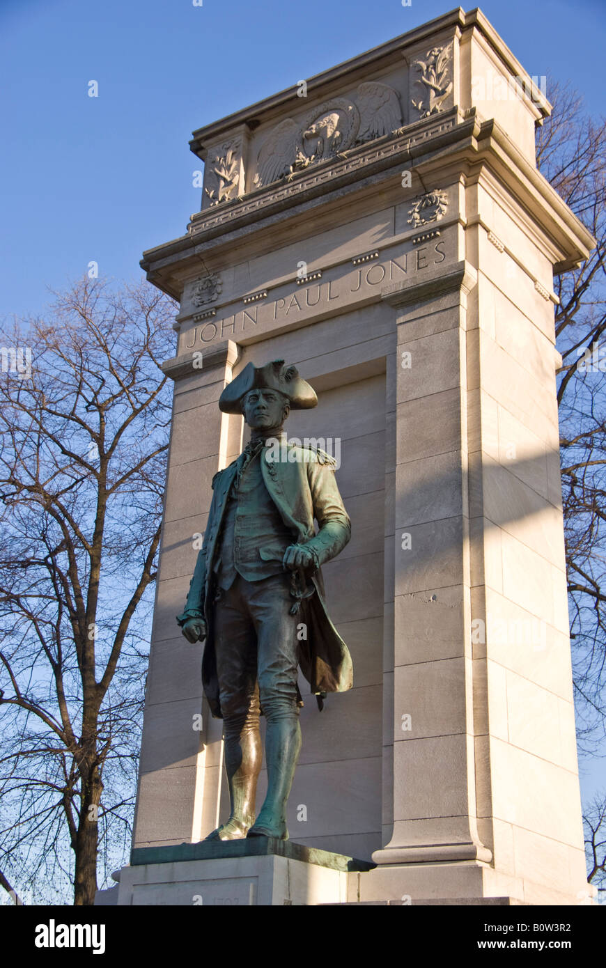 Statue to John Paul Jones father of the US Navy and privateer in the American war of independence Stock Photo