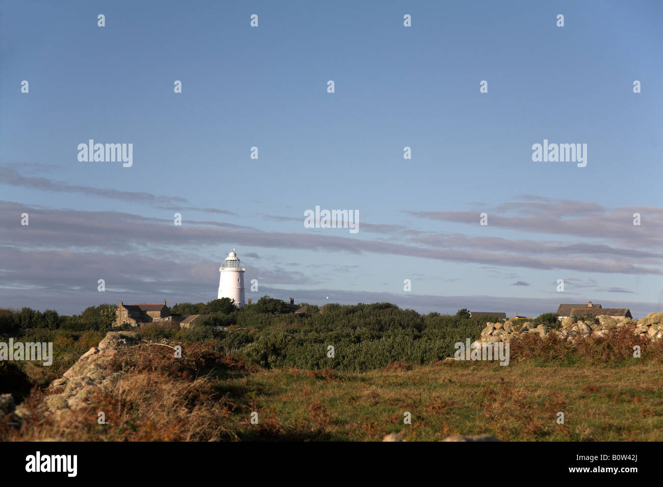The Lighthouse St Agnes Isles of Scilly Stock Photo