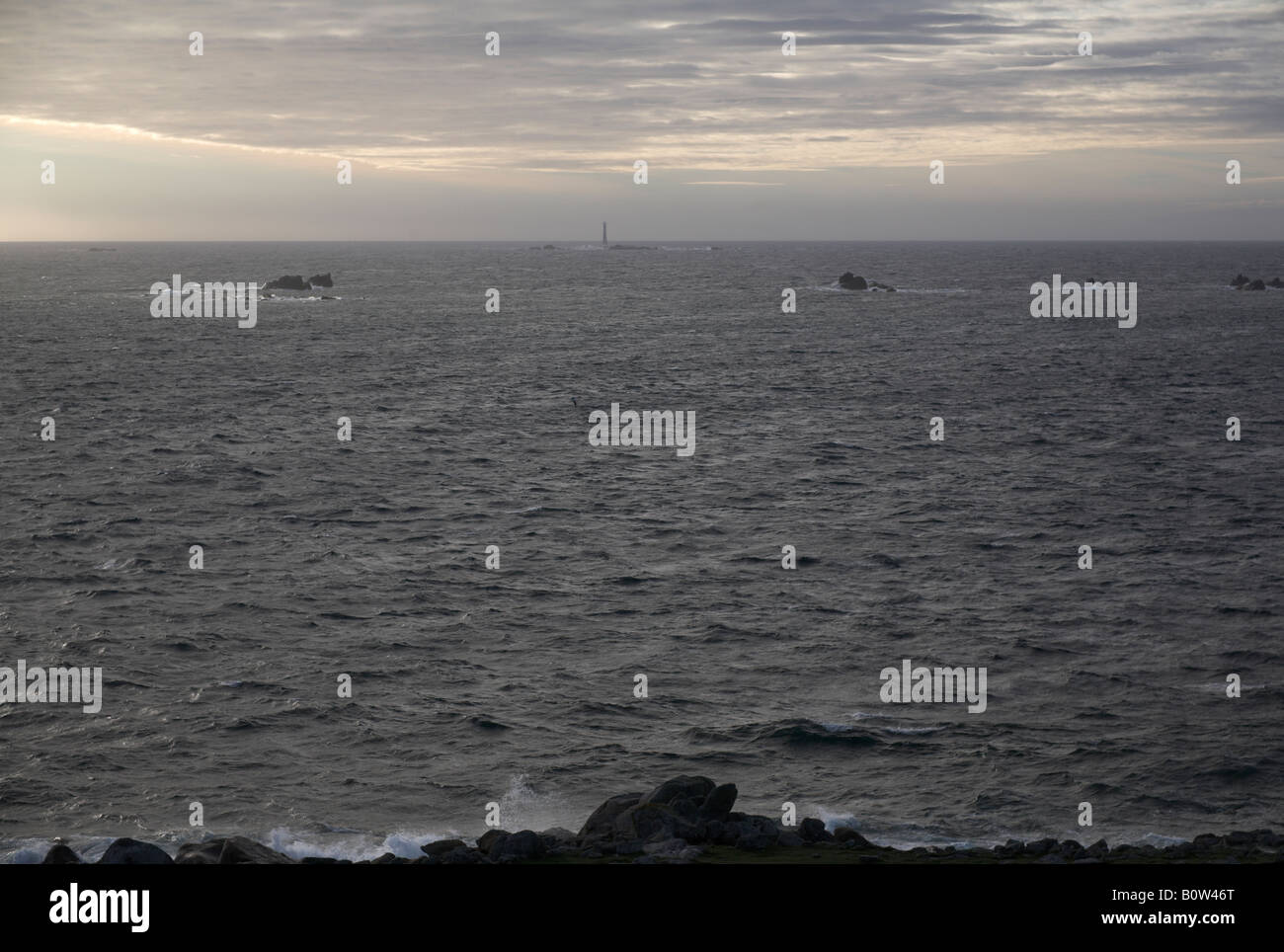 Bishop Rock Lighthouse Isles of Scilly Stock Photo