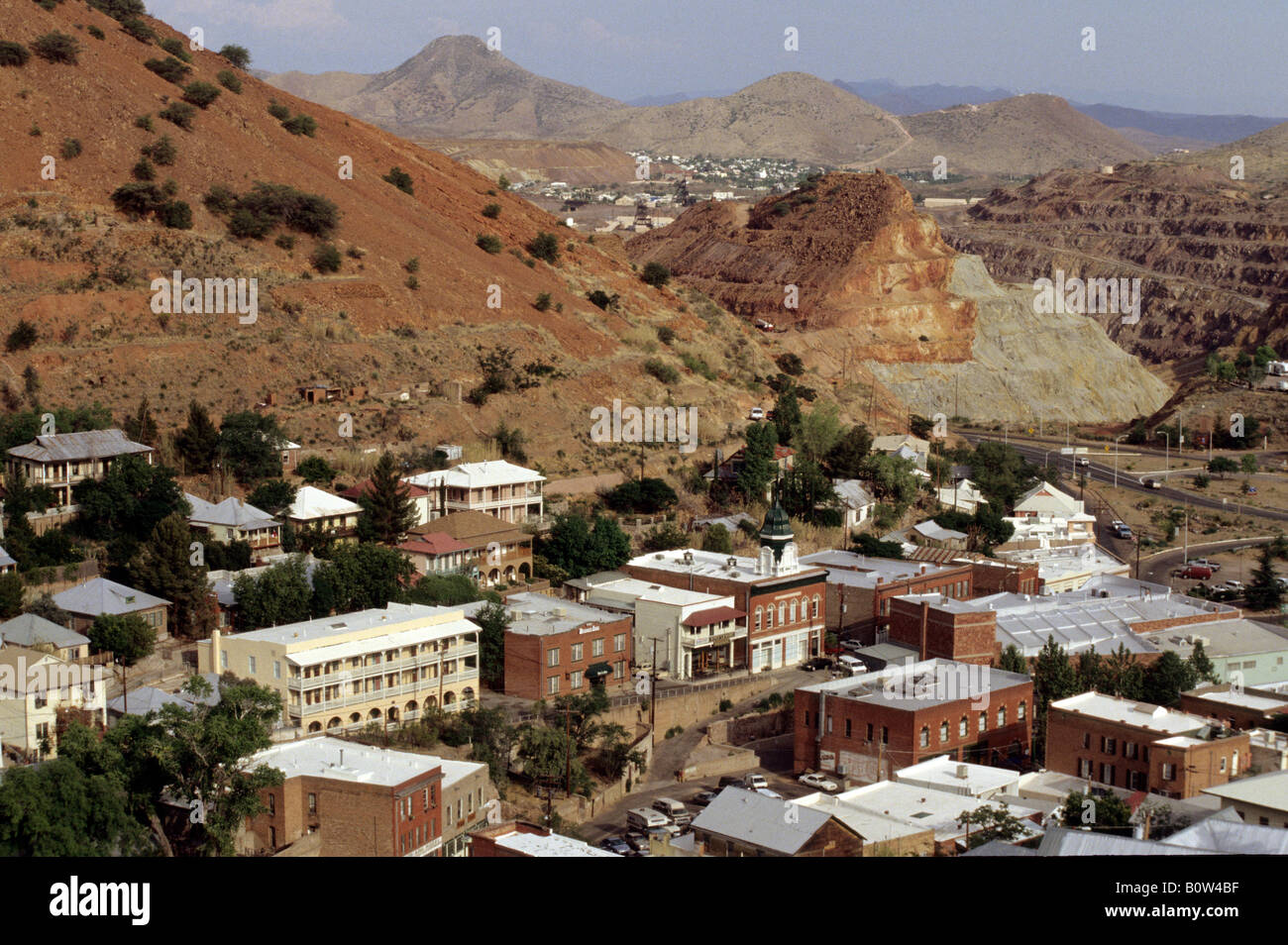 Bisbee, Arizona, USA. Overview of town center. SemiArid Landscape