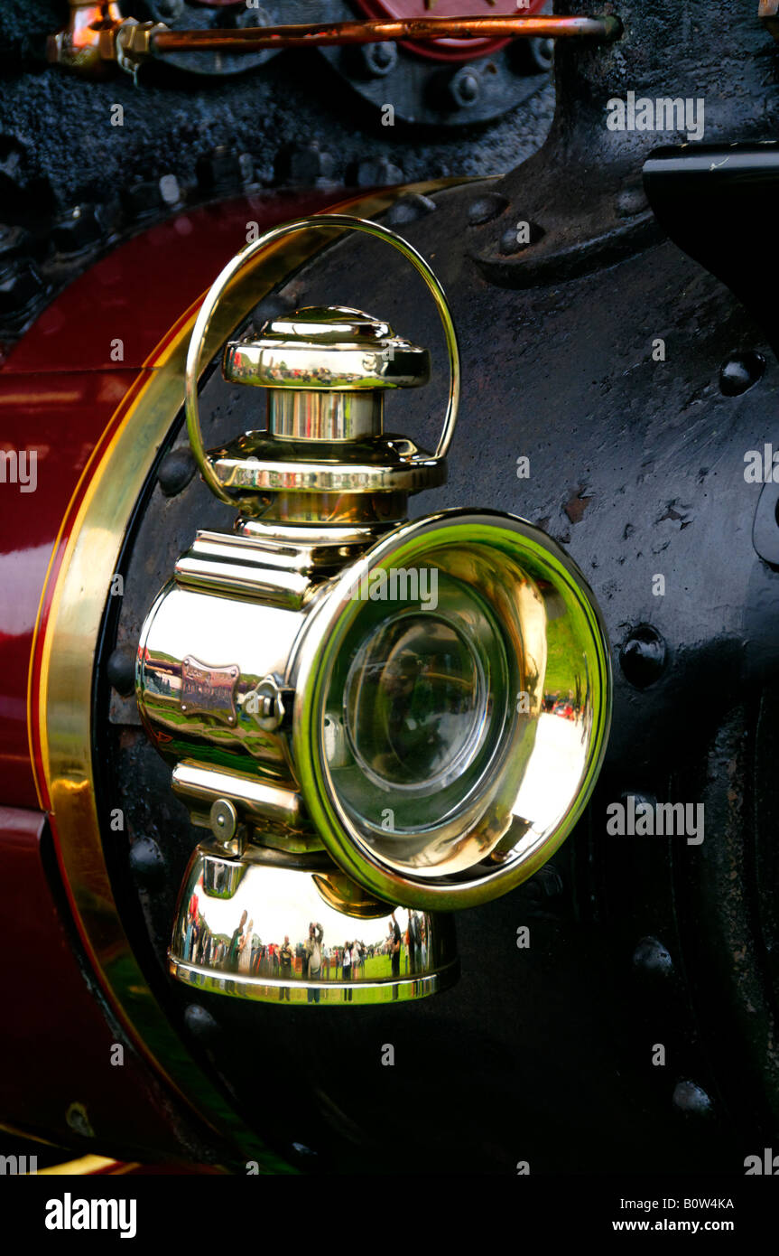 Brass lamp on steam traction engine Stock Photo