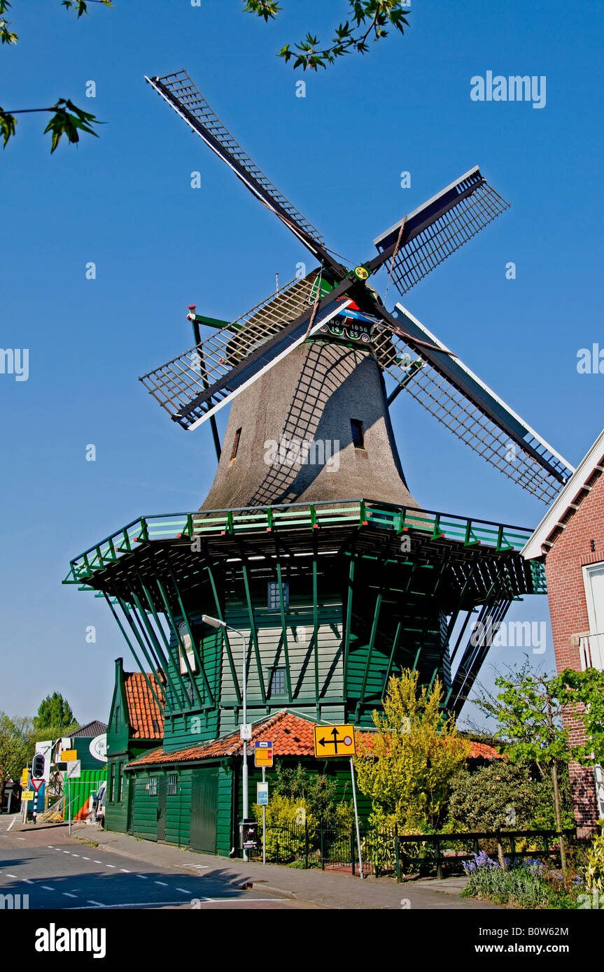 Windmill the pale death Netherlands Village Zaanse Schans Noord Holland North Holland Zaandam Dutch Stock Photo