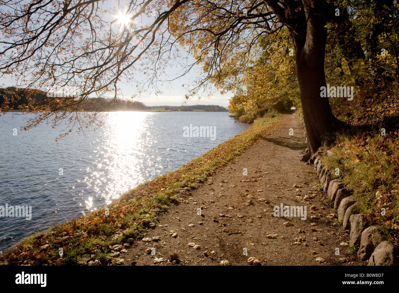 Sunny autumn day in castle gardens, Augustenborg, Alsen, Denmark Stock Photo