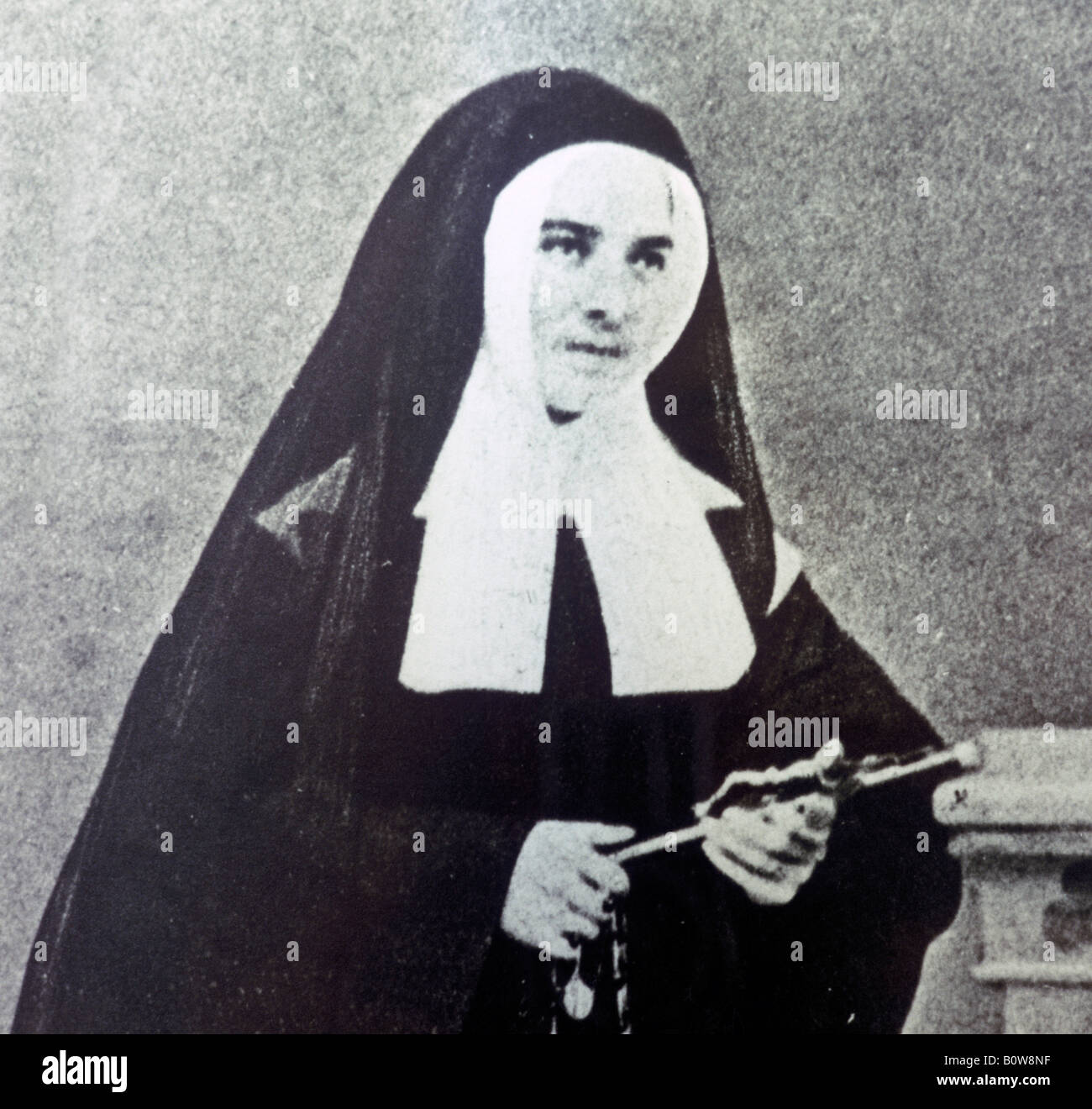 Photo of St. Bernadette of Lourdes taking her vows in April 1868, St. Gildard Monastery Museum, Nevers, Nievre Department, Fran Stock Photo