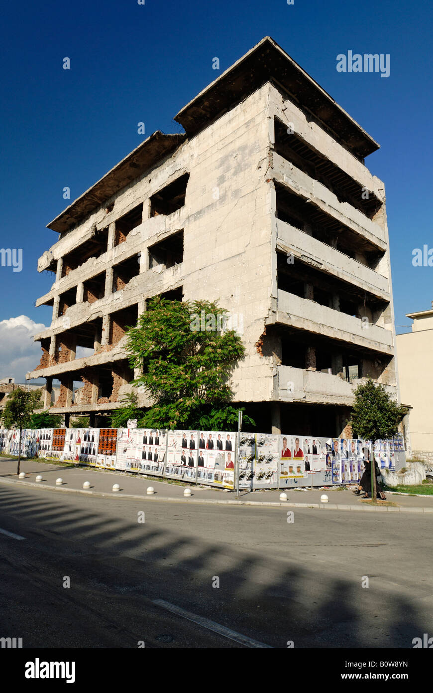 Building destroyed during the civil war, Mostar, Bosnia and Herzegovina, Balkans Stock Photo