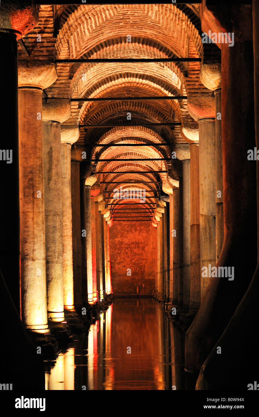 Basilica Cistern, also Yerebatan Cistern, 6th century, Istanbul, Turkey Stock Photo