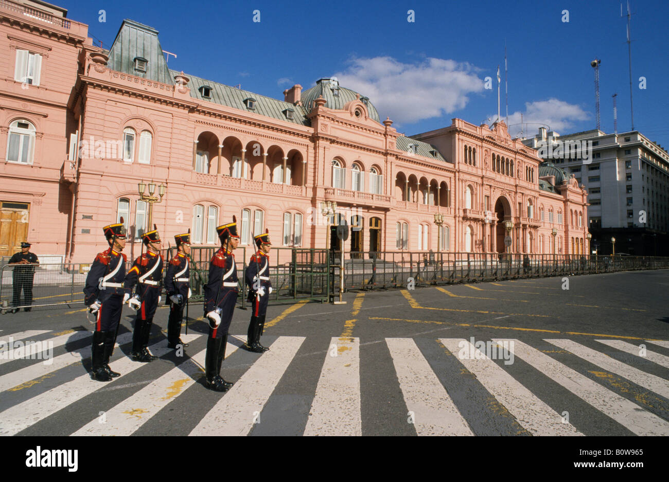 Muster or roll call in front of the Argentinean seat of government, Casa Rosada, Plaza de Mayo, Buenos Aires, Argentina Stock Photo