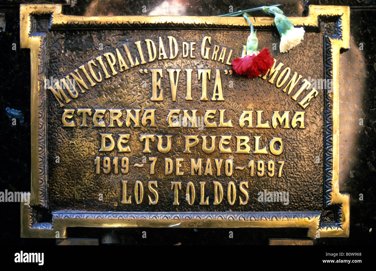Eva Perón's grave, Evita, Recoleta Cemetery, Buenos Aires, Argentina Stock Photo