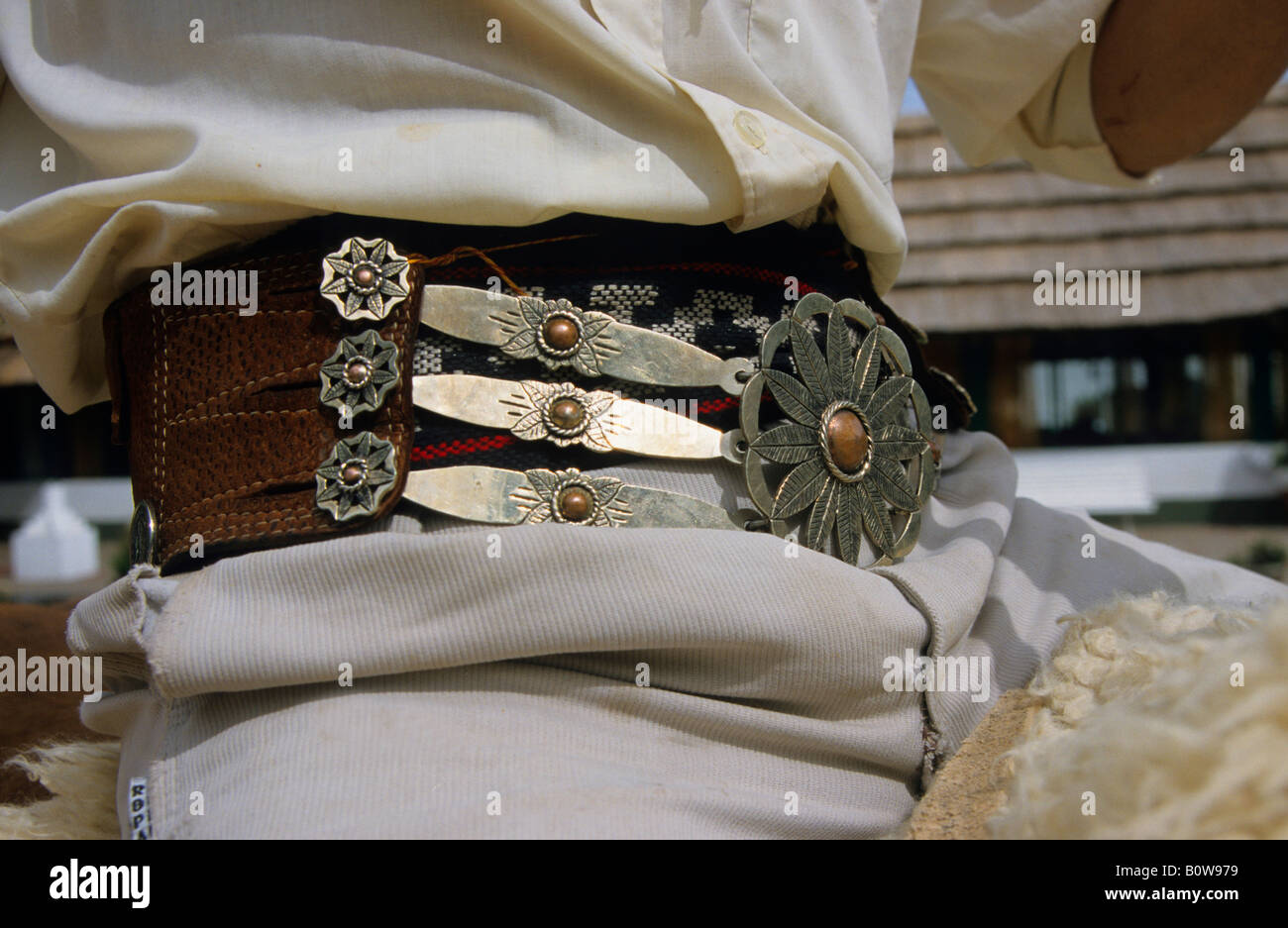 Gaucho or Argentinian cowboy's belt, San Antonio de Areco, Buenos Aires Province, Argentina Stock Photo