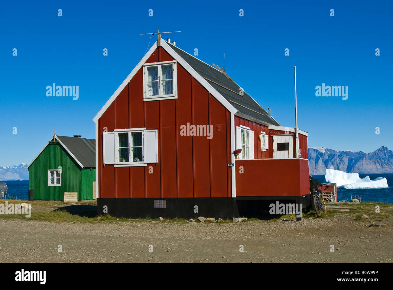 Typical Inuit wooden house, Qaarsut, Greenland Stock Photo Alamy