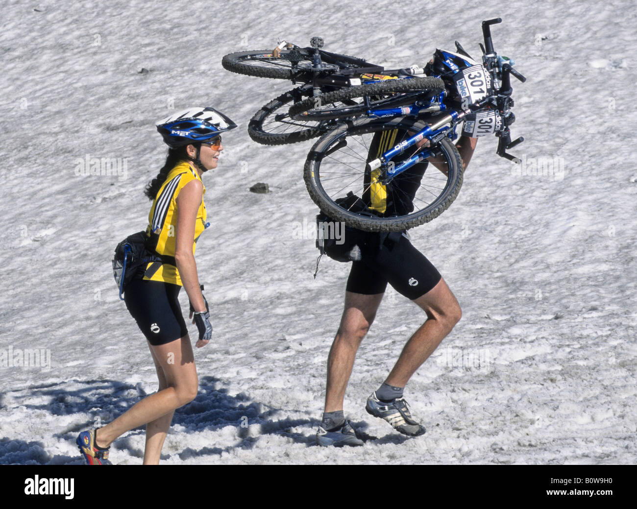 mountain biking in snow