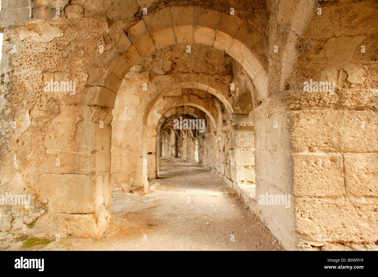 Hallway, Roman theatre, Aspendos, southern Turkey, Asia Stock Photo