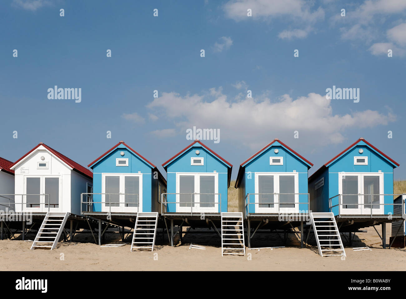 Colourful beach changing cabins, Vlissingen, Walcheren, Zeeland, Netherlands Stock Photo