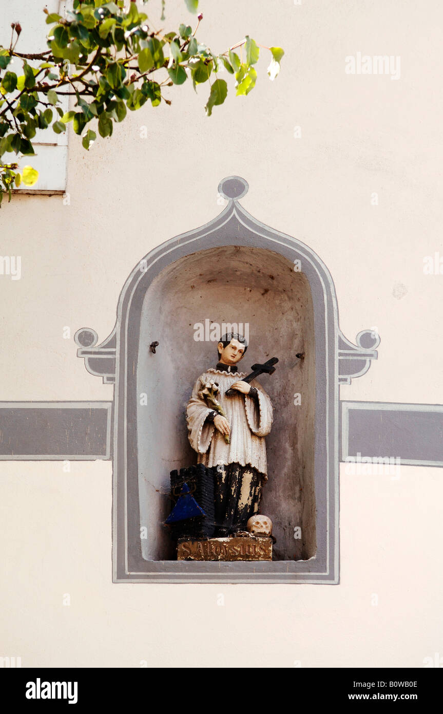 Statue of a saint in the alcove of a house, Kallmuenz, Upper Palatinate, Bavaria, Germany, Europe Stock Photo