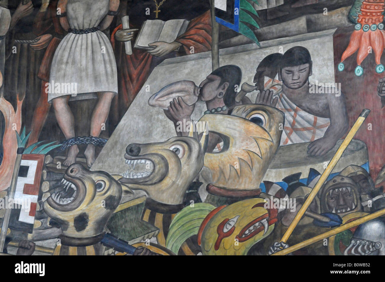 Detail, wall mural painting, Palacio Nacional Palace, Zocalo, Mexico