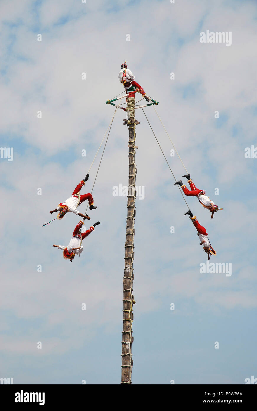 Voladores, flying dancers, flyers, Teotihuacan, Mexico, North America Stock Photo
