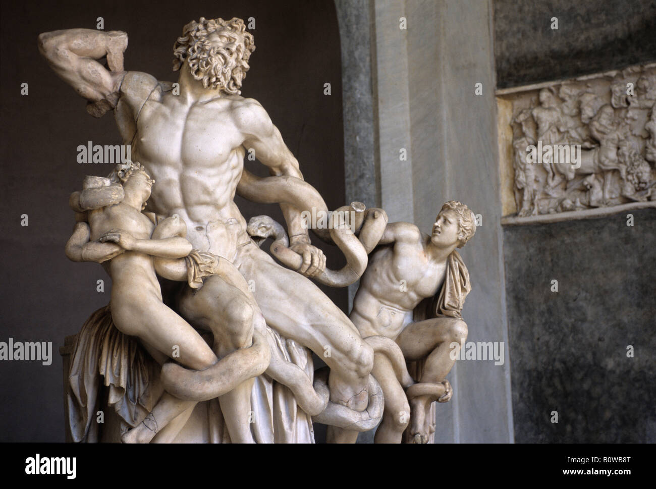 The statue of Laocooen and His Sons, Laocooen Group, Vatican Museums, Cortile Ottagono, Vatican City, Rome, Latium, Italy Stock Photo