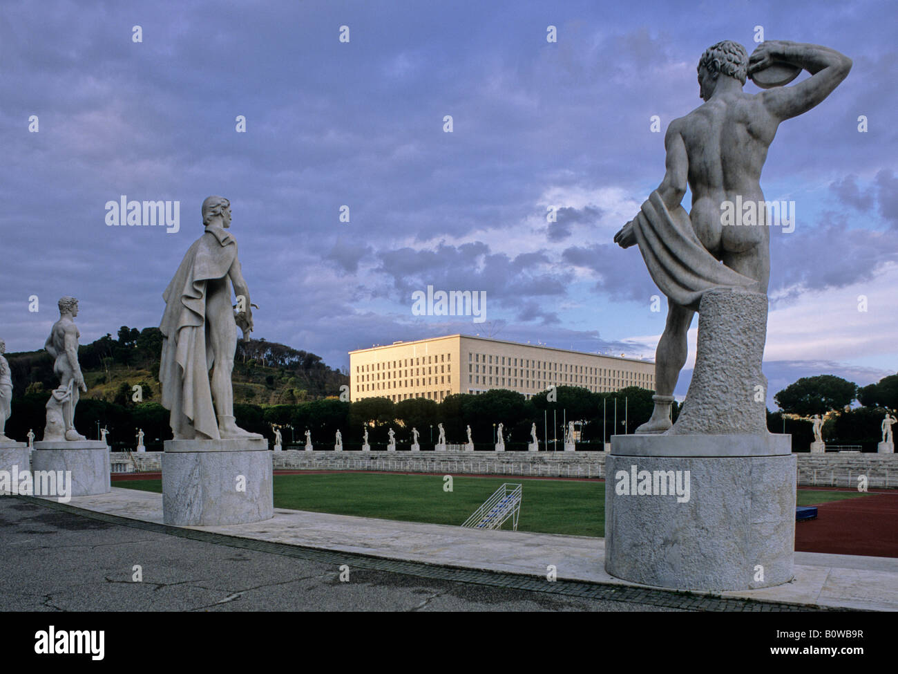 Stone statues, Foro Italico, Stadio dei Marmi, Italian Foreign Ministry, Rome, Latium, Italy Stock Photo