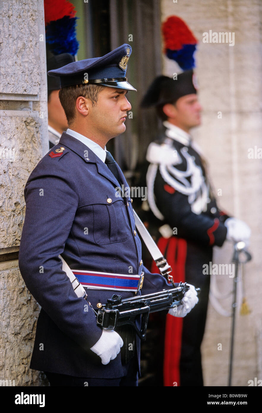 Guards keeping post in front of the Italian Senate, Palazzo Madama, Rome, Latium, Italy Stock Photo