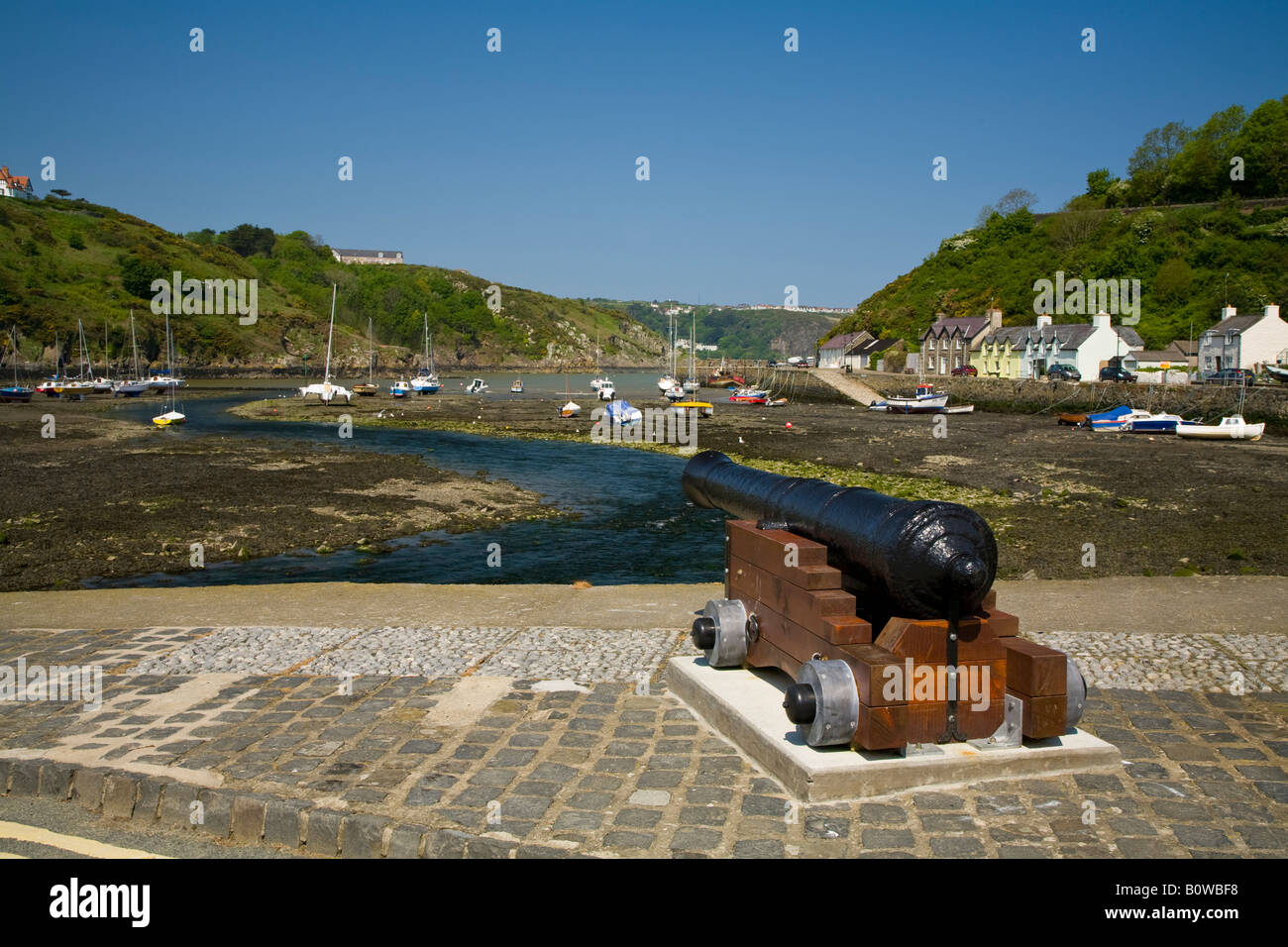 The old town harbour Fishguard Pembrokeshire at low tide Stock Photo