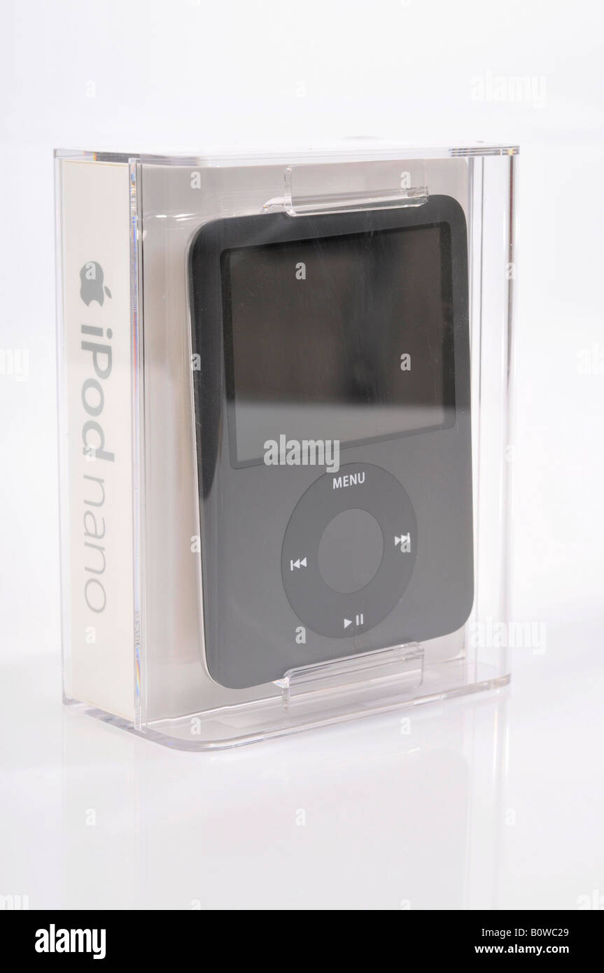 Apple iPod Nano, black, in original packaging Stock Photo