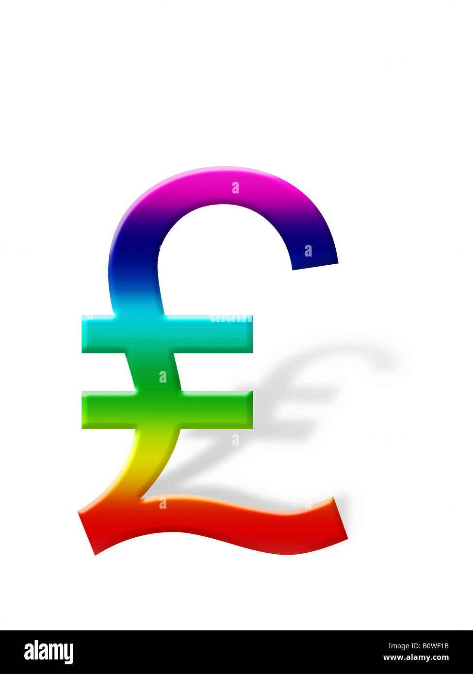 British Pound sign, symbol casting a shadow, graphic Stock Photo