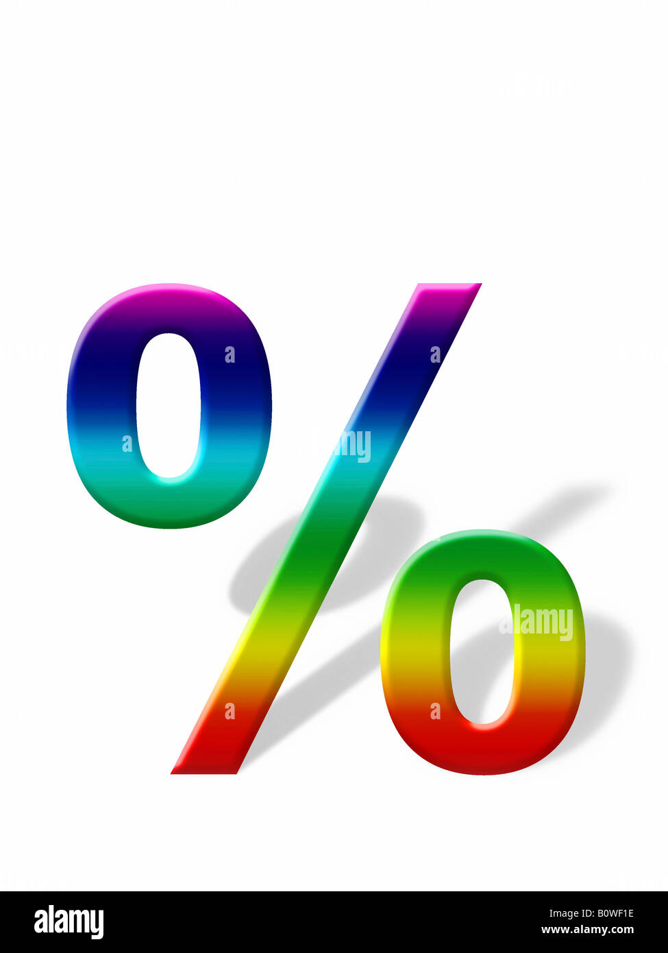 Percent symbol casting a shadow, graphic Stock Photo