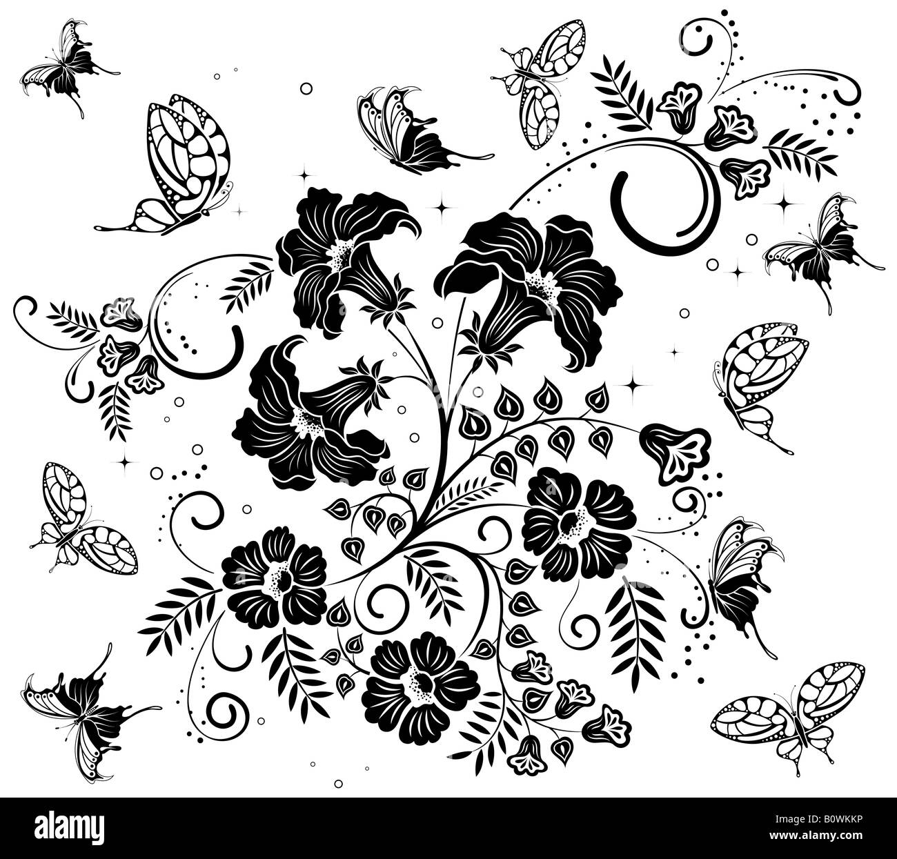 Flower background with butterfly Stock Photo - Alamy