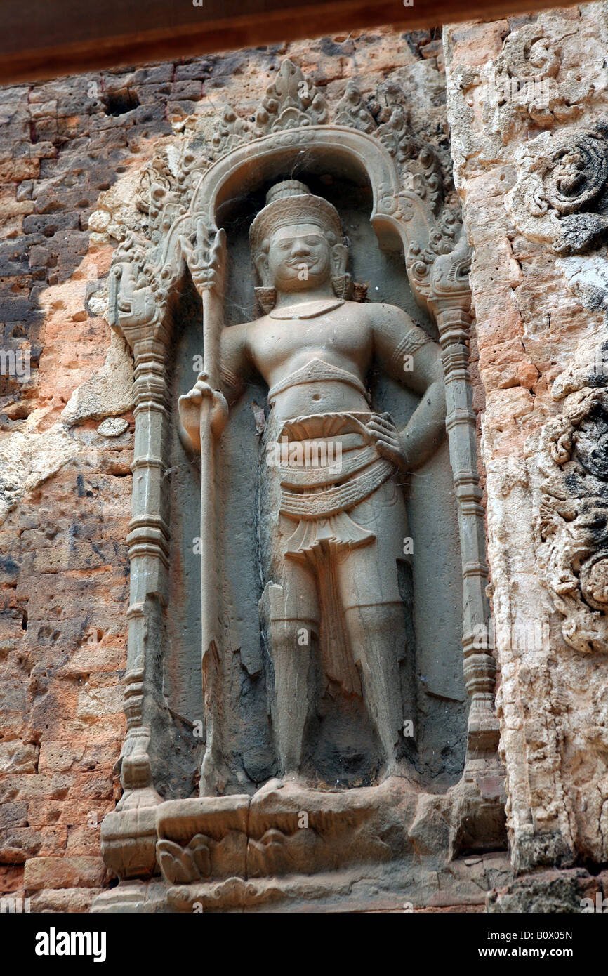 A Dvarapalas statue Preah Ko A Khmer temple part of 9thC Roluos Group