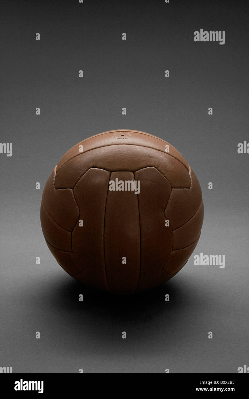 An oldfashioned leather soccer ball Stock Photo Alamy