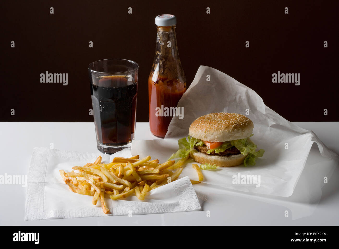 Still life of a stereotypical American fast food meal Stock Photo - Alamy