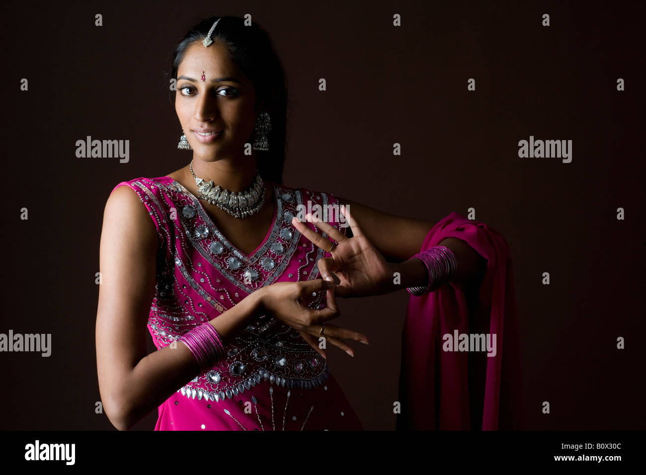 A woman dressed in traditional Indian clothing Stock Photo