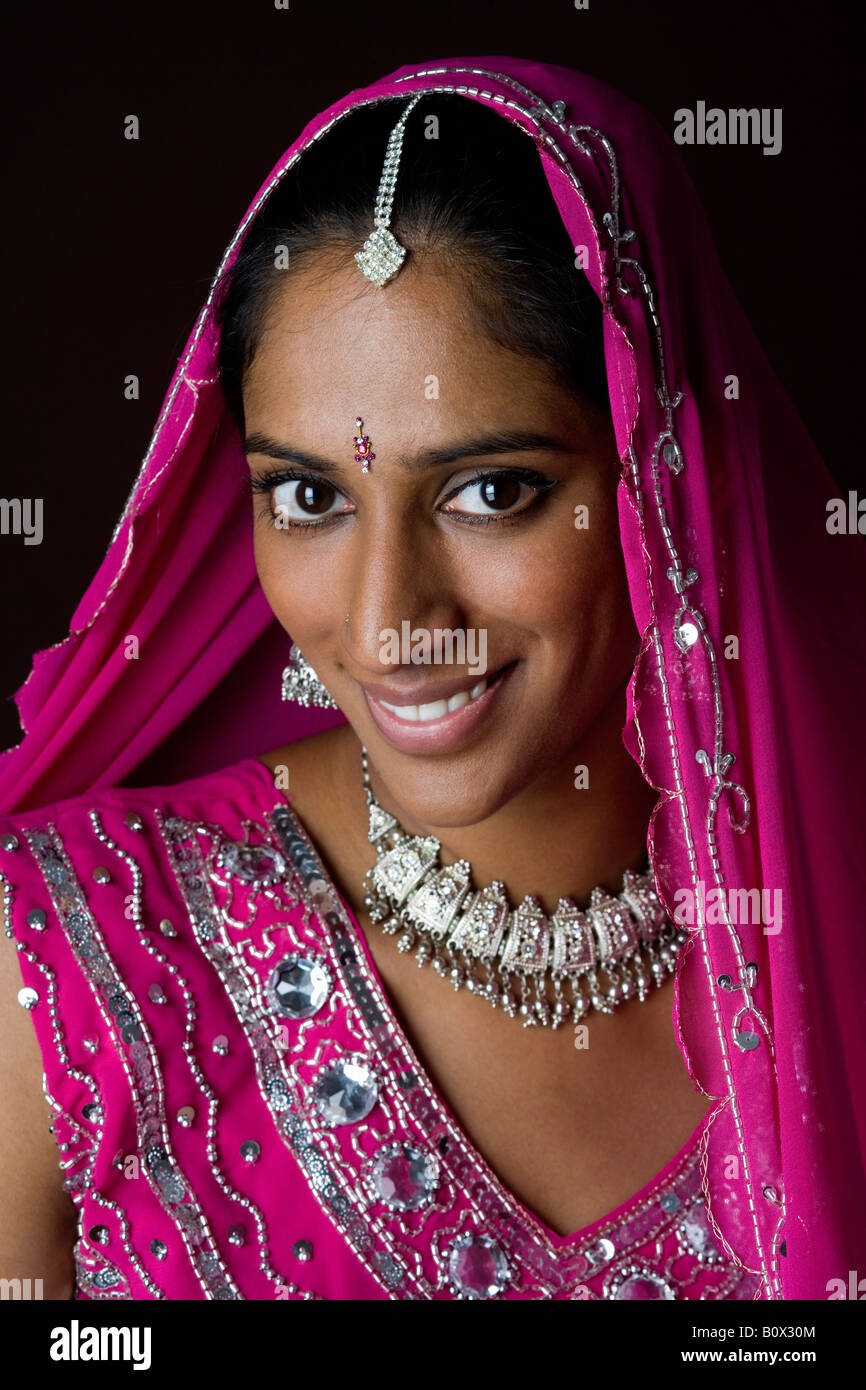 A woman dressed in traditional Indian clothing Stock Photo