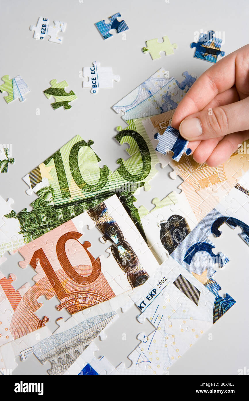 European currency jigsaw puzzle Stock Photo