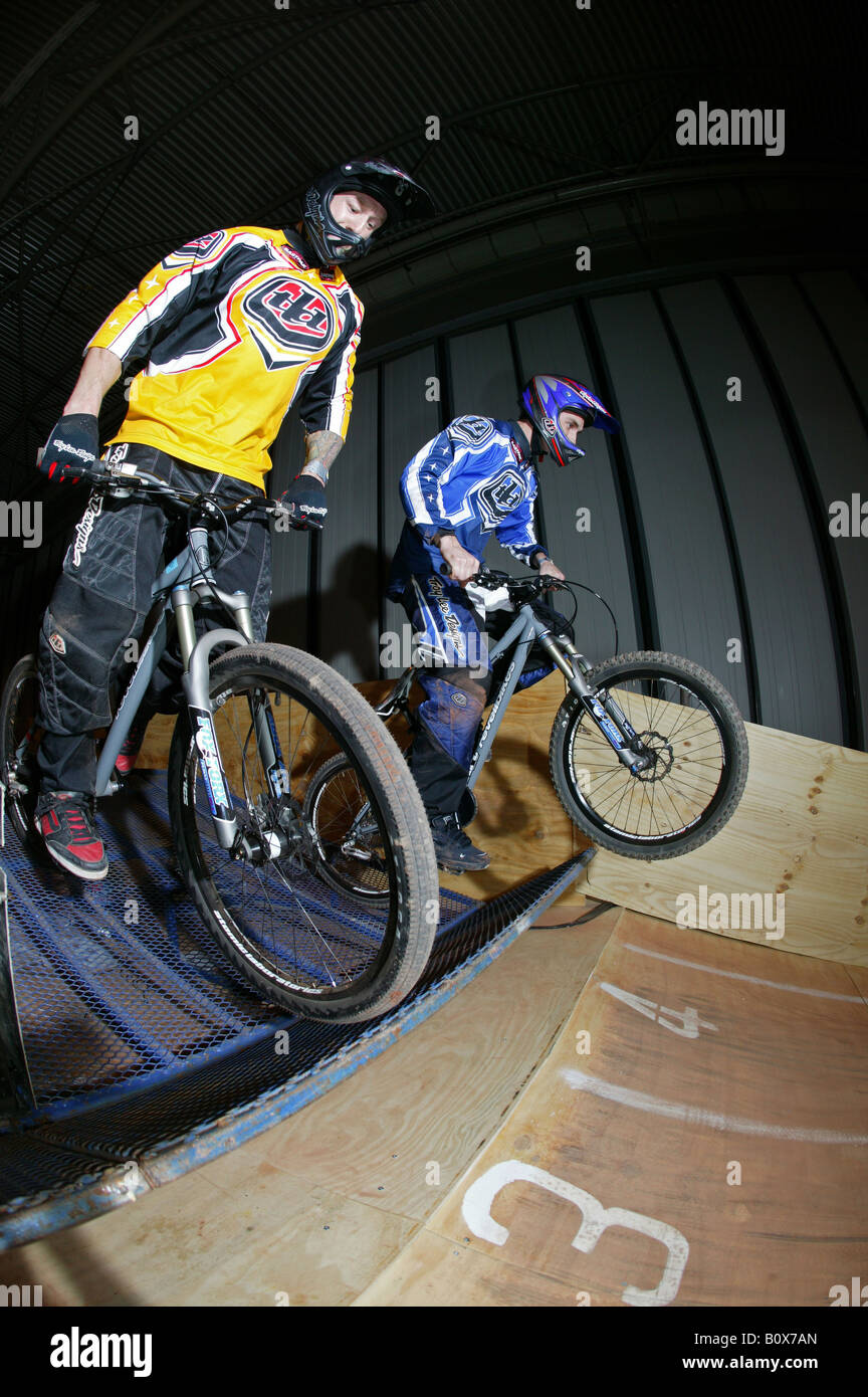 Indoor Mountain Bike Racing Stock Photo Alamy