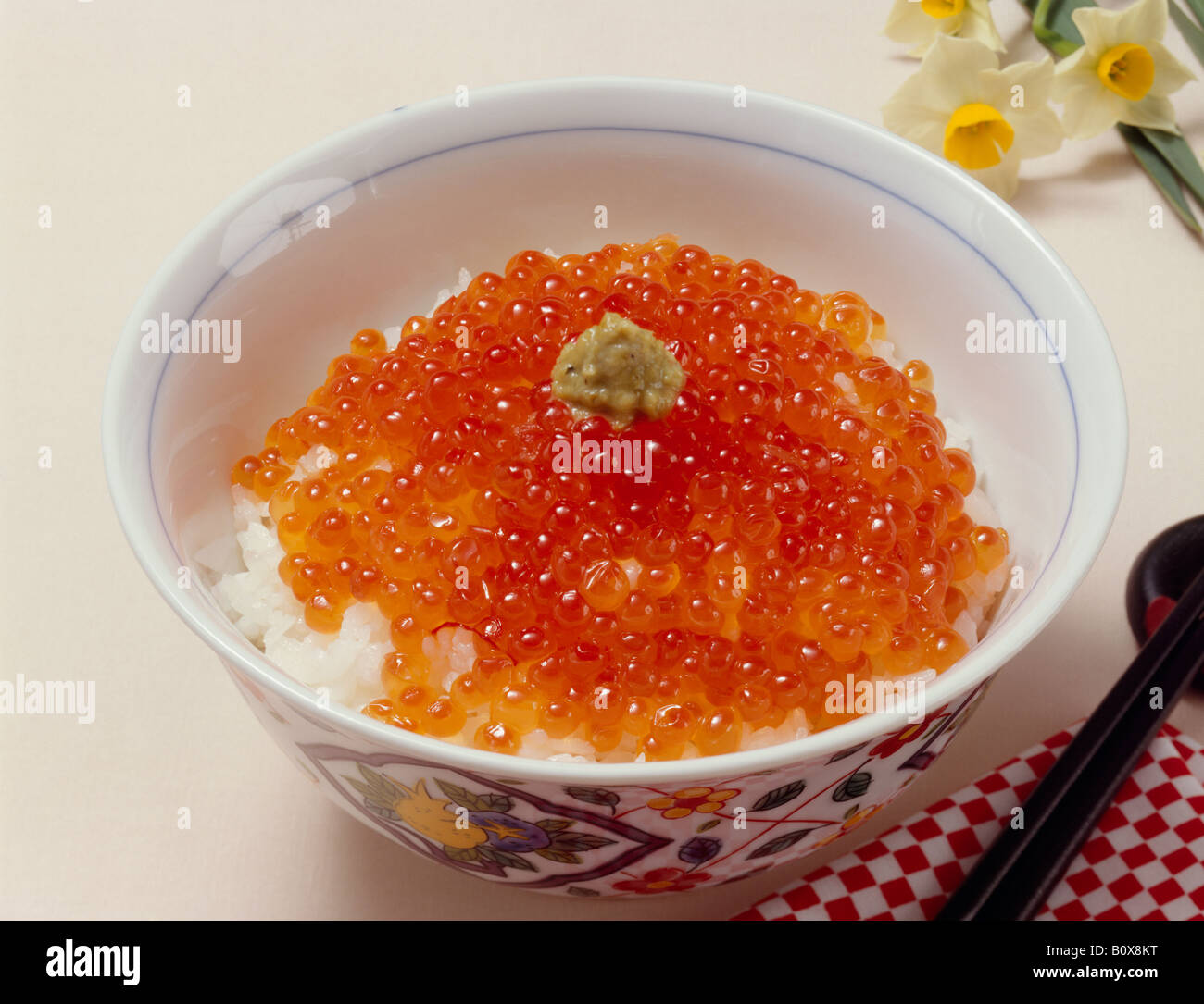 Steamed Roe Steamed rice topped with salmon roe Stock Photo - Alamy
