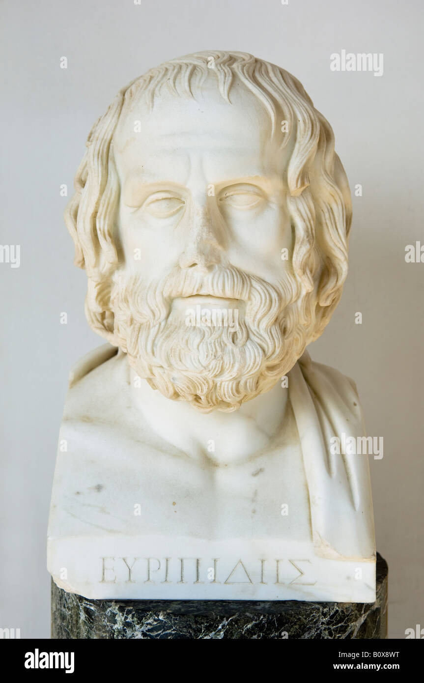 Bust of a Greek Philosopher. The Collonade of the Muses. Achilleion