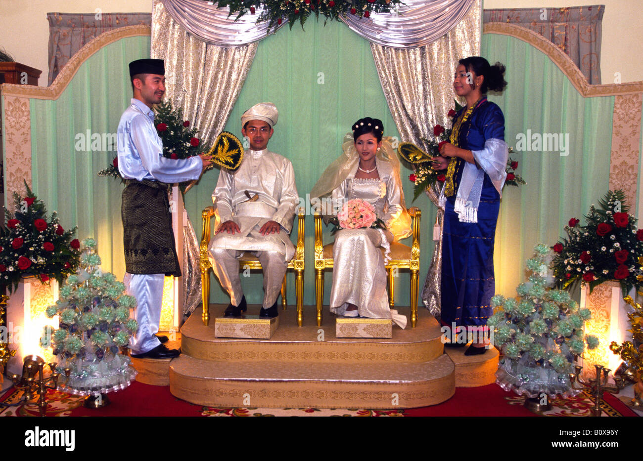 Malay wedding. "Bersanding' Ceremony. Kelang, Selangor, Malaysia. Stock Photo