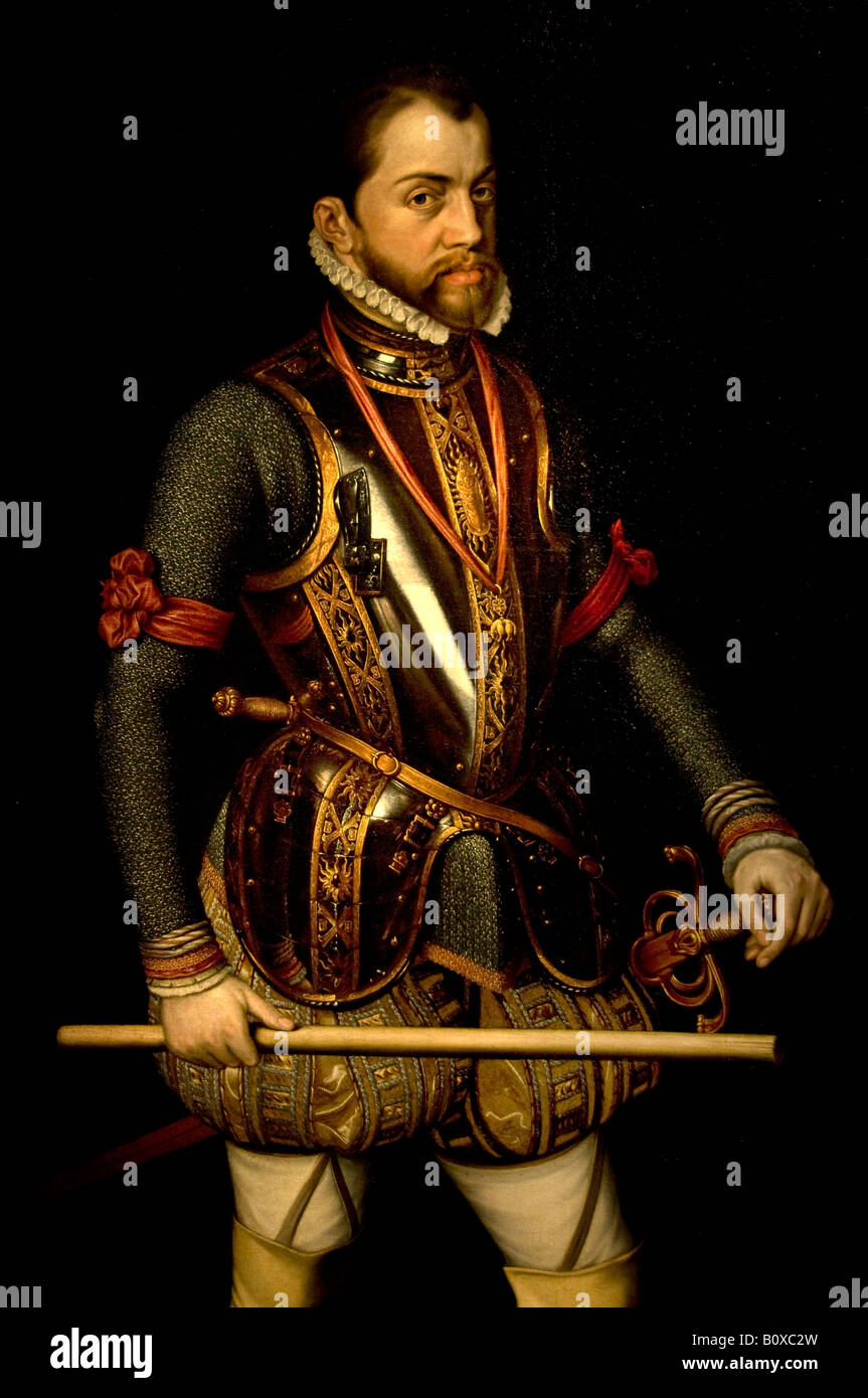Portrait of Philip II 2 Spain Spanish Emperor king Stock Photo