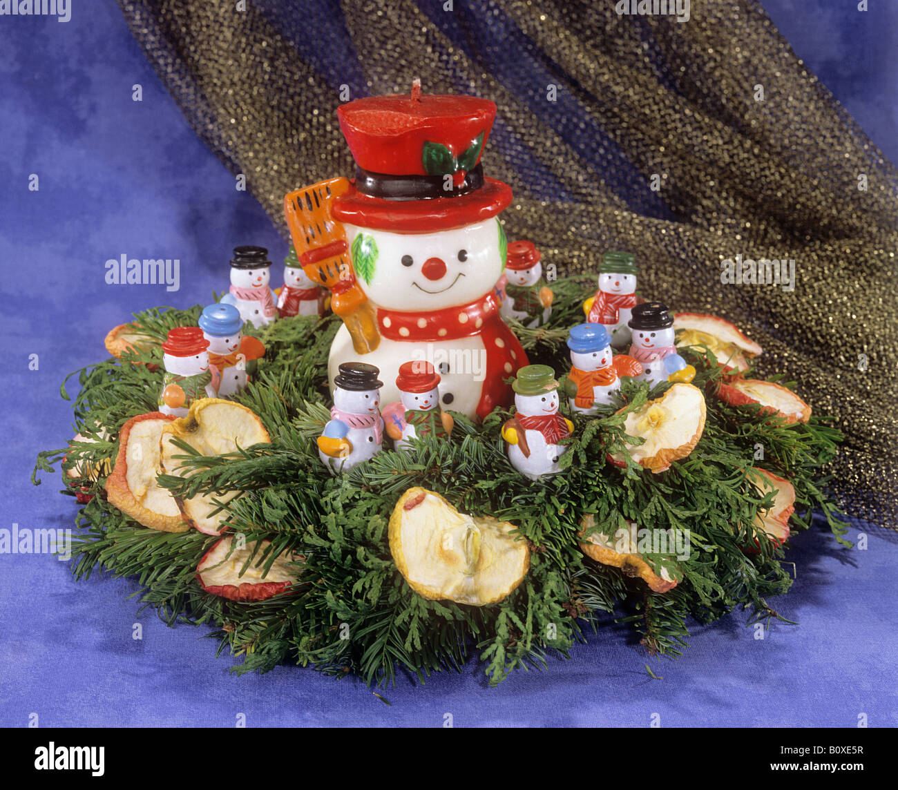 advent wreath with snowmen Stock Photo