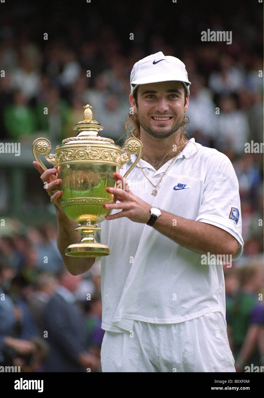 Andre Agassi wins his first Wimbledon 1992 Stock Photo - Alamy