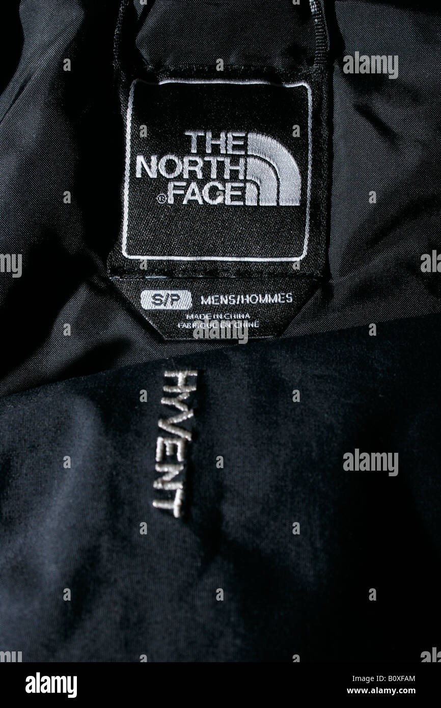 North Face winter jacket Hyvent technology Made in china Stock Photo - Alamy